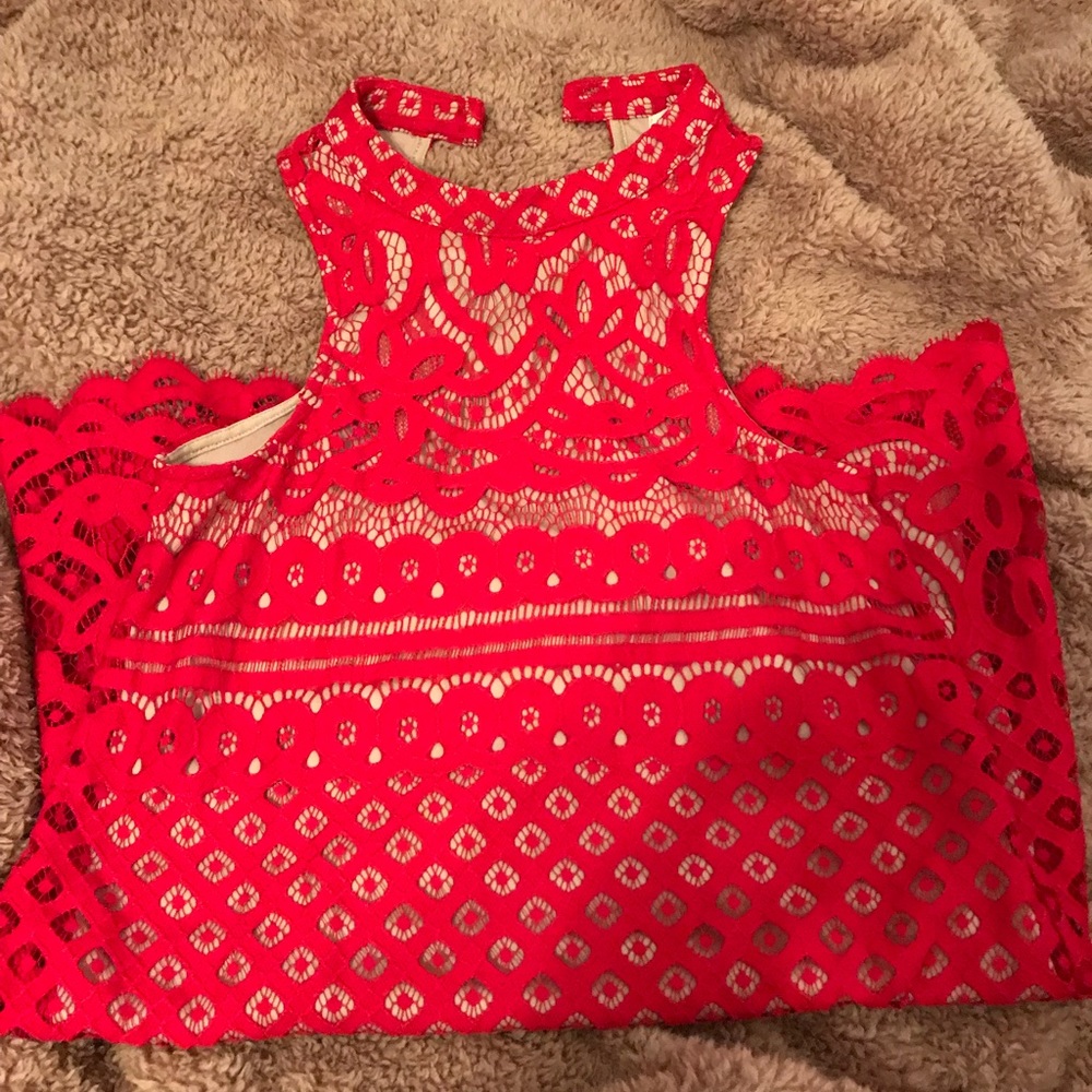 Beautiful lace, red dress